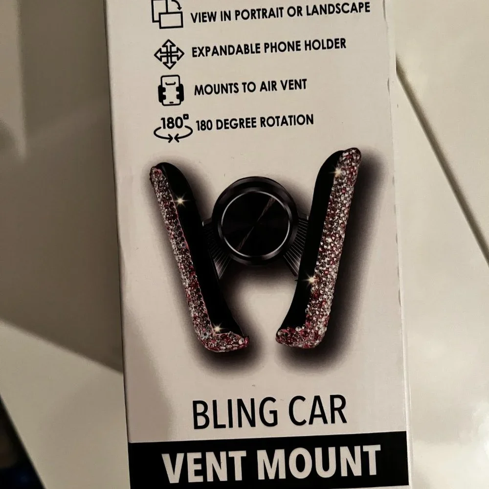 Pink and White Crystal Bling Car Vent Phone‎ Mount (new) (w/a/x)